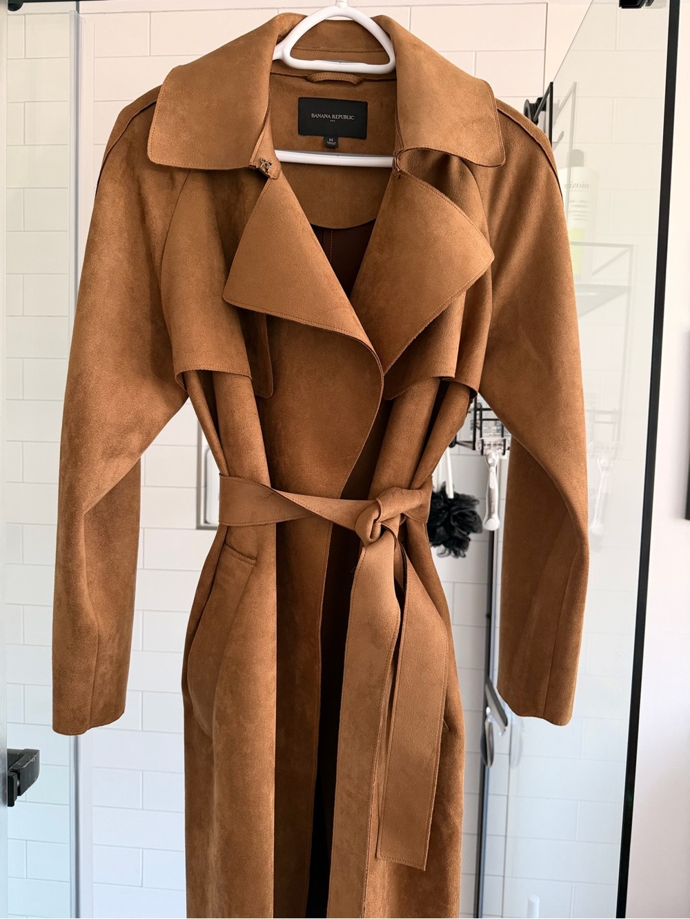Banana Republic Women's Camel Suede-Look Trench Coat with Belt